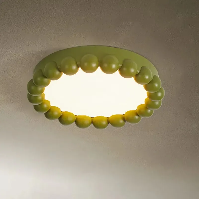 Nordic Cream Style Children's Bedroom Circular Ceiling Light Modern Quiet Windproof Cloakroom Living Room LED Decoration Lamps