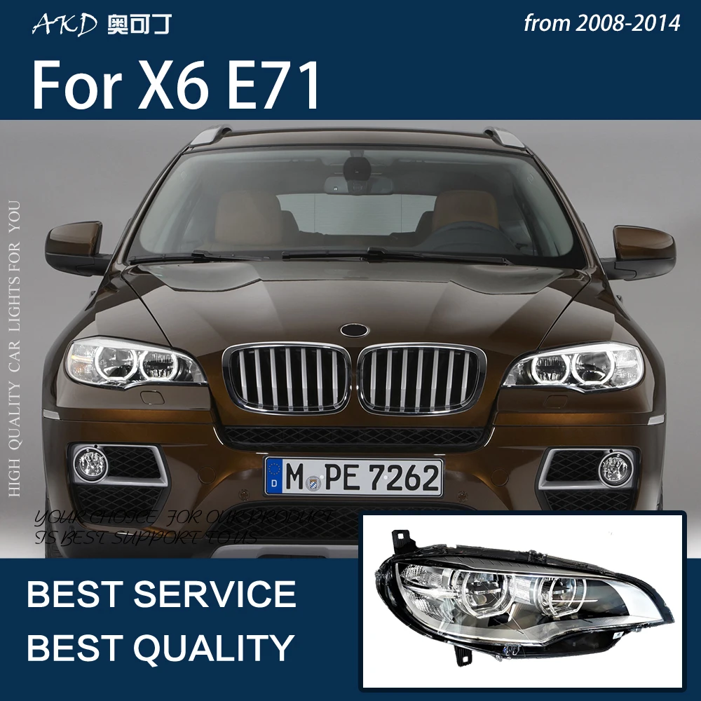 BMW X6 E71 2008-2014 LED 자동차 전조등 어셈블리 업그레이드, 하이 구성, 동적 신호 램프 도구 액세서리