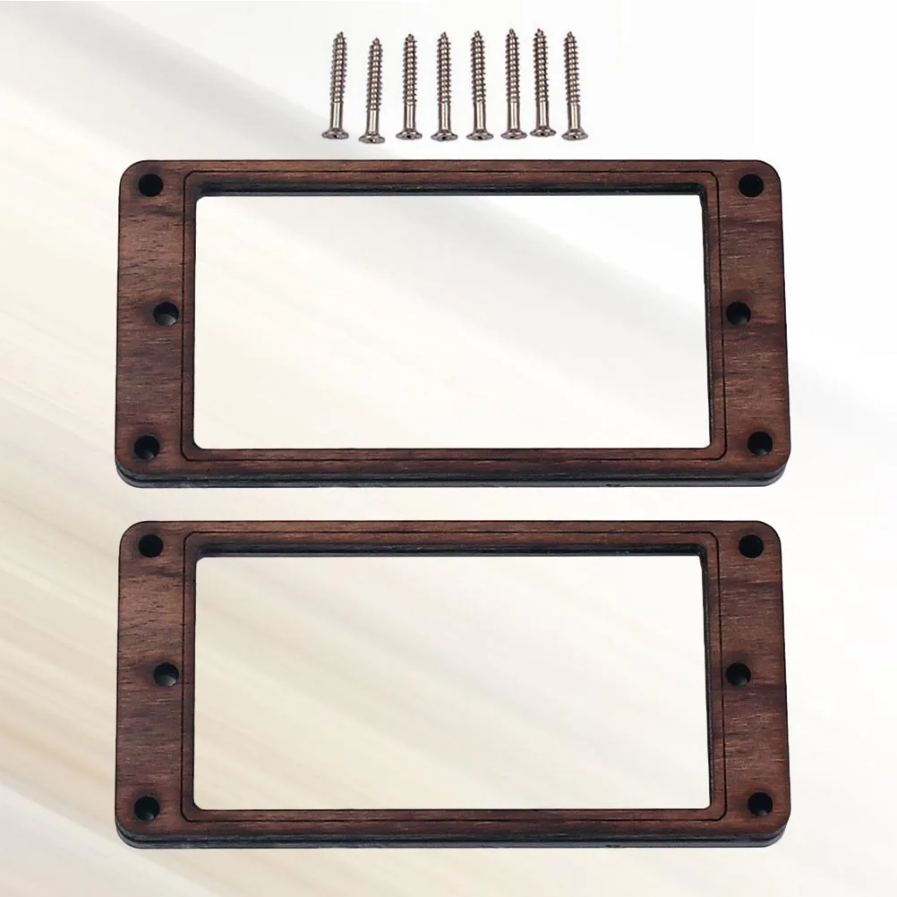 

2 Pcs Vibration Pickup Box Framed Double Coil Ring Bass Wooden Humbucker Slanted Mounting