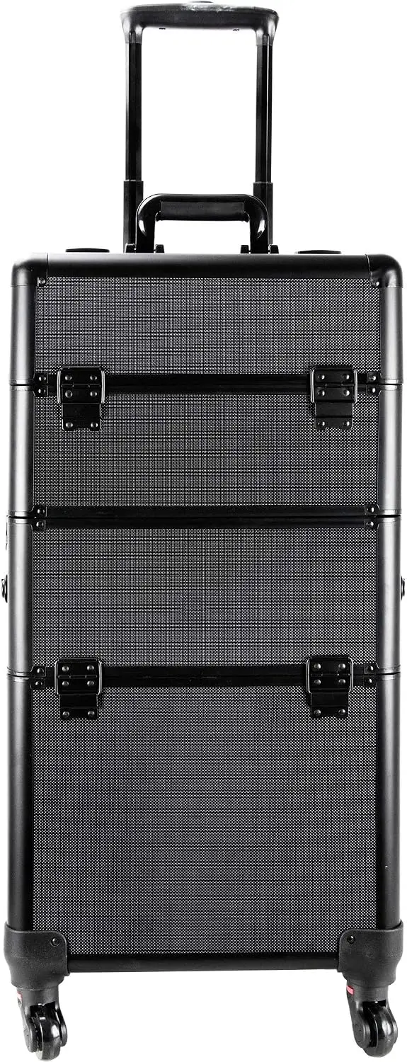 Removable Wheels Rolling Aluminum Art Craft Supplies Makeup Tattoo Artist Tool Case Organizer Easy-Slide Extendable