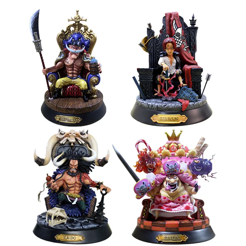 Kaidou 빨간 머리 생크 흰색 수염 피규어, 소장용 Gk 모델 장식, 어린이 장난감, 원피스 4 왕좌 앉기 포즈, 신제품 