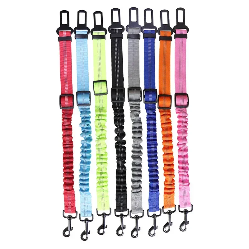 Pet Supplies Dog Traction Safety Belt Car Leash Double-sided Reflective Retractable Buffer Insert Elastic Leash Traction Rope