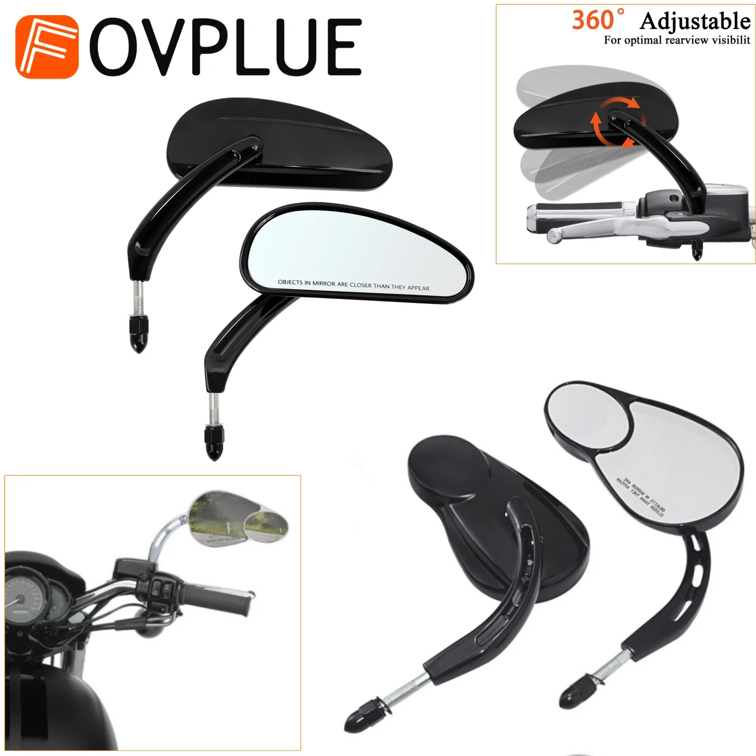Lenkerhalterung 5/16 Zoll Motorrad-Rückspiegel für Harley CVO Touring Electra Street Road Glide Road King Fat Boy FLFB ab 1982