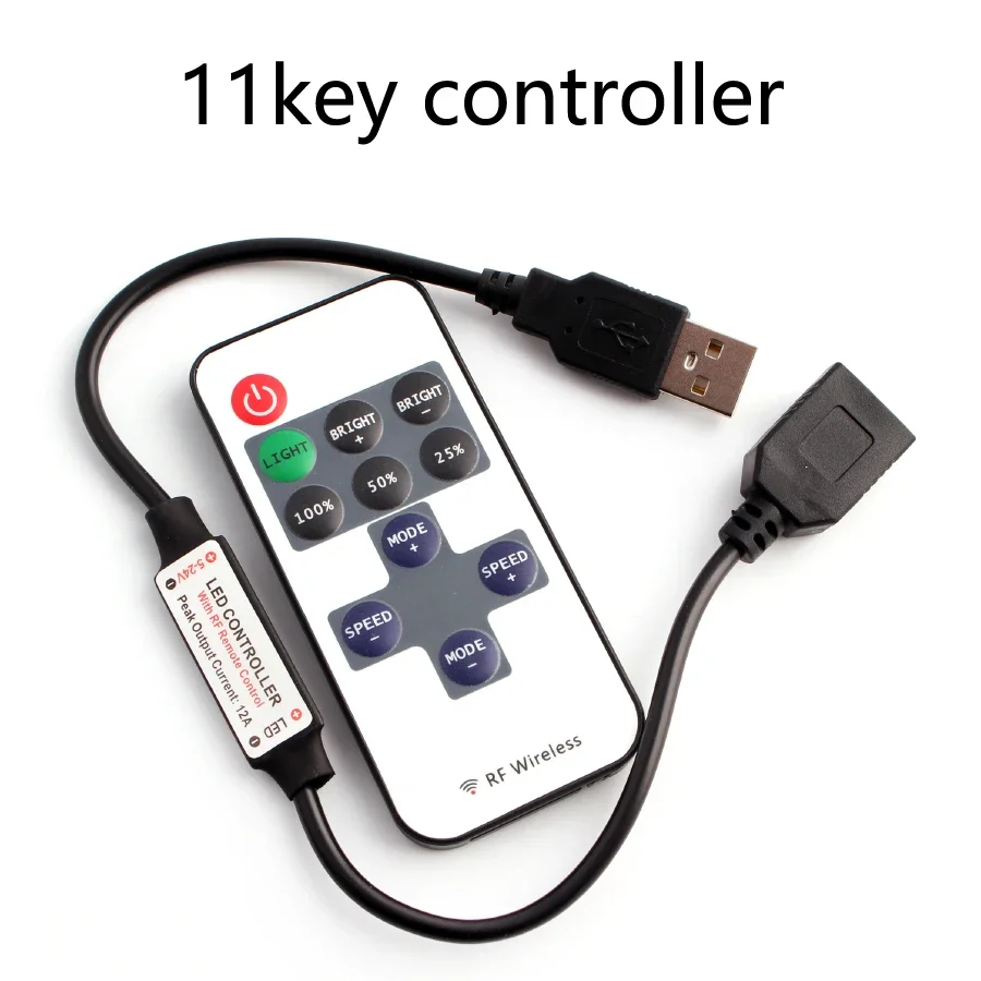 10PCSDC5V USB LED RGB Controller Mini 3Keys Dimmer/24Key 44key IR Remoter/17Keys RF Wireless Remoter Control for USB LED Strip