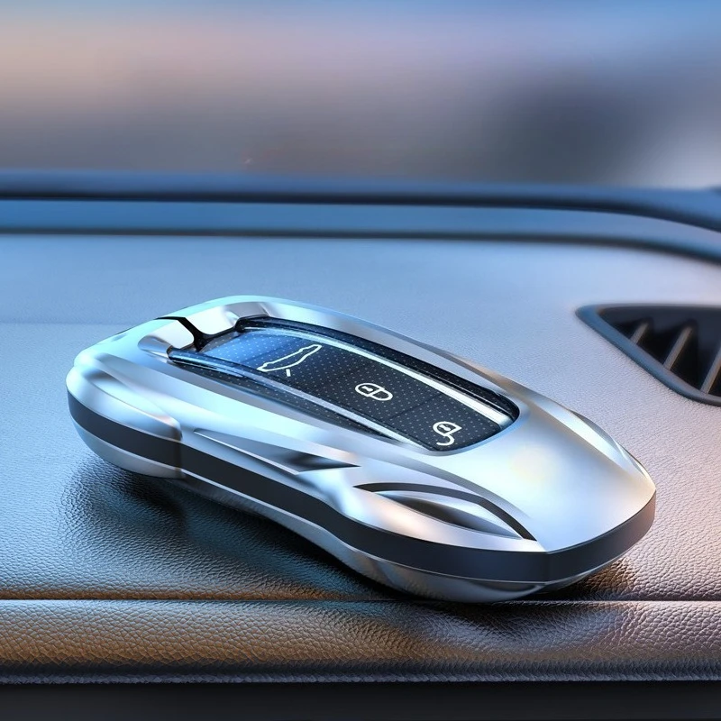 

For Porsche Cayenee Panamera Macan 911 718 2013-2025 Zinc Alloy Silver Car Key Case Keyless Cover Key Shell Car Accessories