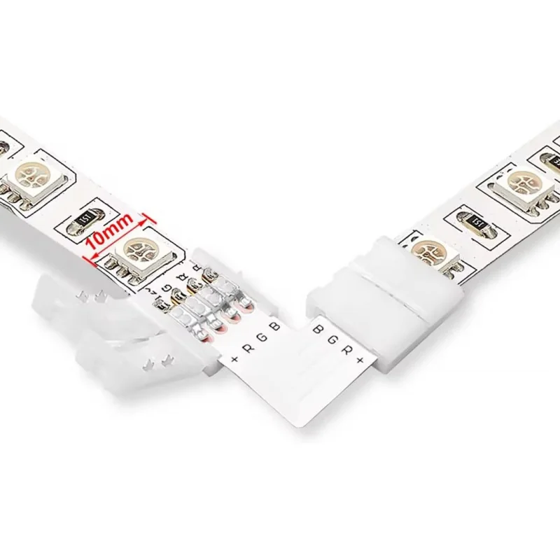 موصل LED، 10 قطع L-Boards 20 قطعة مشابك توصيل 4 سنون، مناسبة 4 دبابيس متعددة 10 مم أضواء شريط LED #3