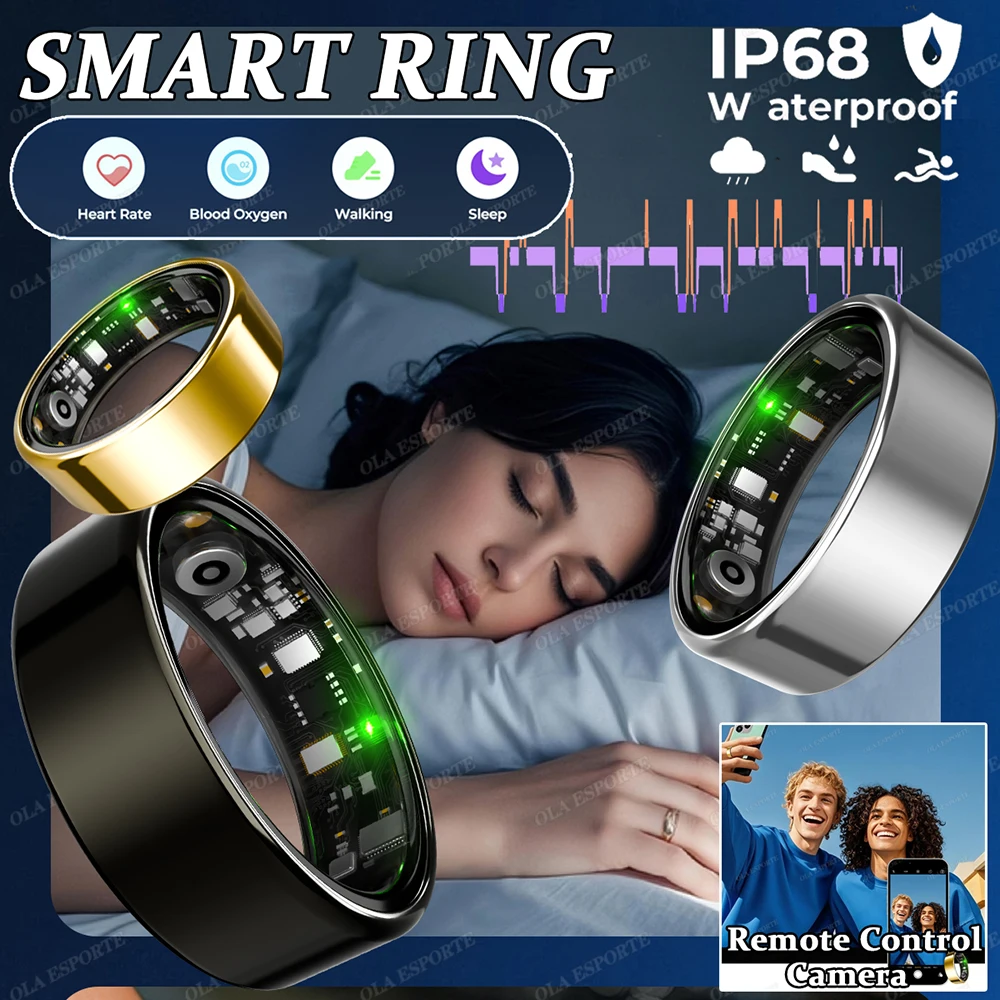 2026 حلقة ذكية جديدة 5ATM مقاومة للماء 24 ساعة معدل ضربات القلب والأكسجين في الدم ومراقبة النوم أوضاع رياضية Smartring للرجال والنساء هدية #1