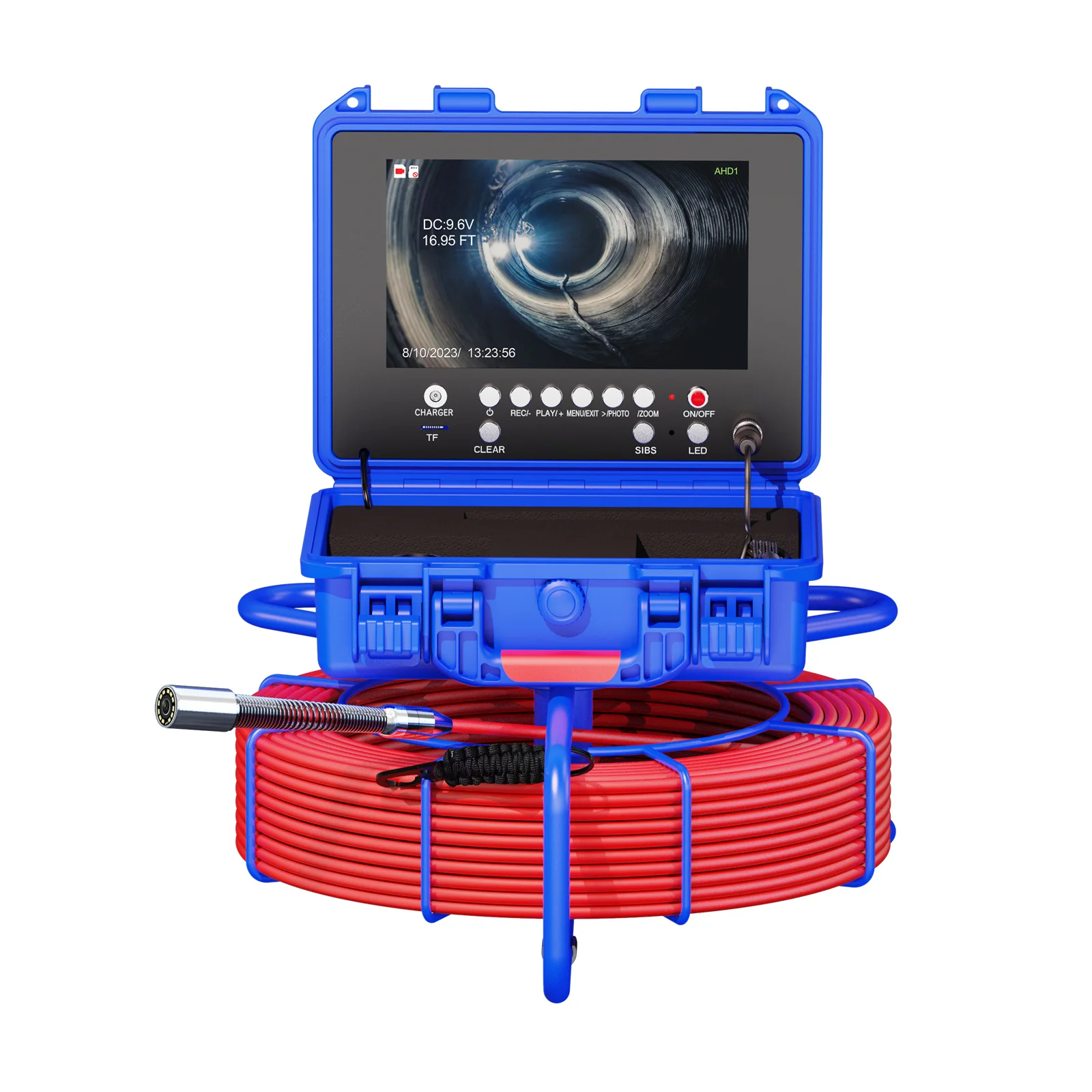 ​ 9 Polegada ips 1080p câmera de esgoto 23mm auto-equilíbrio ultra-clara câmera de inspeção de drenagem com 512hz 1080p 4500mah 7mm cabo