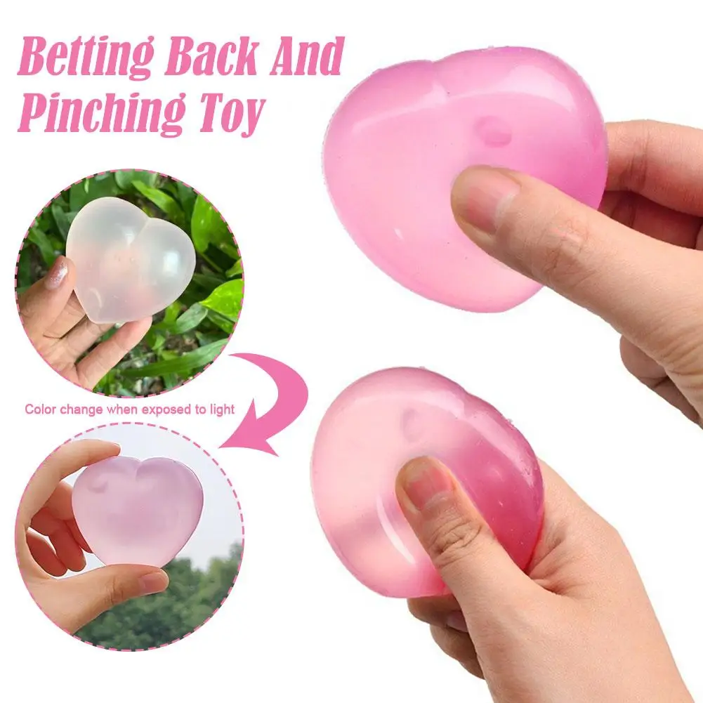 Color Changes Loving Heart Pinch Cute Cartoon Color Changing As Sun Light Spongy Maltose Finger Toys For Kids Adult Anti Stress