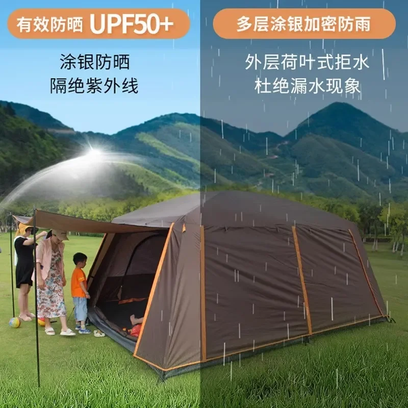 Outdoor Camping Tent Ventilated Mosquito Proof Multi Person Thickened Rainstorm Proof Self Driving Picnic Two Rooms One