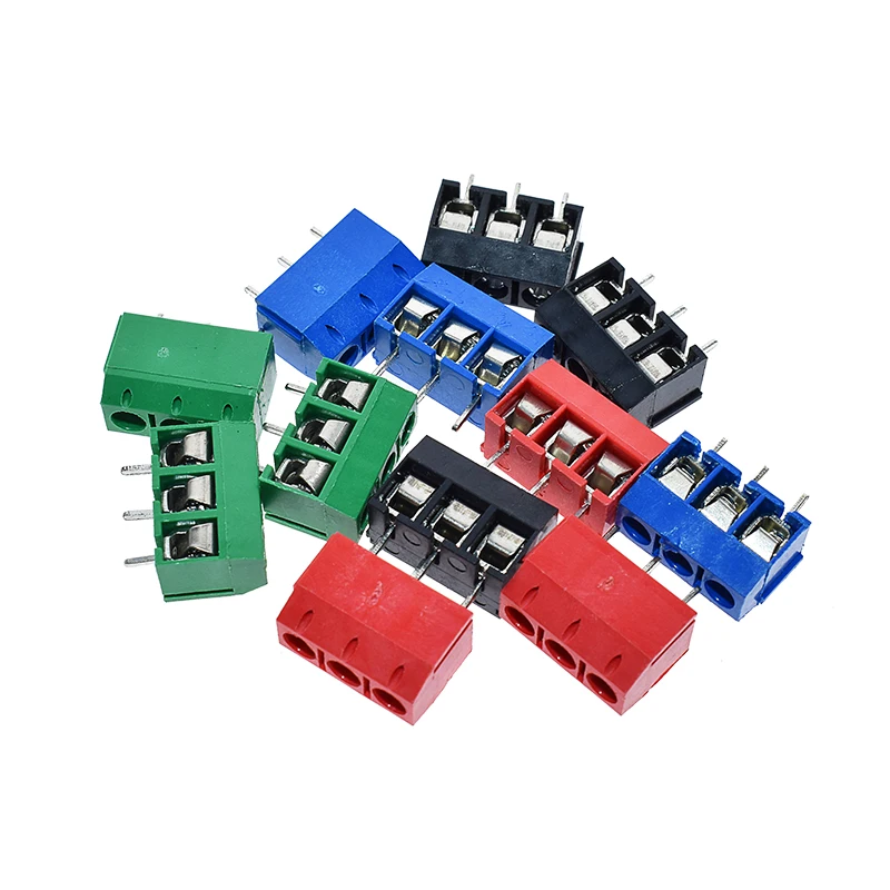 20PCS KF301-2P KF301-3P KF301-5.0-2P KF301 2Pin 3Pin Screw 2Pin 5.0mm Straight PCB Screw Terminal Block Connector Blue Red green