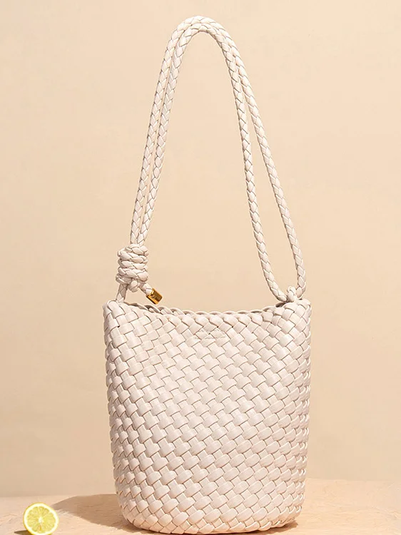 

Женская сумка-мешок через плечо, сумка через плечо, тканая кожаная модная осенне-зимняя новинка, универсальный простой дизайн