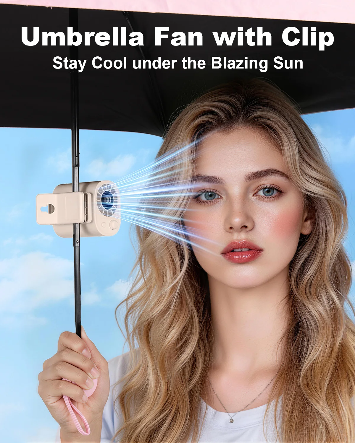 Eary 1800mAh Rechargeable Battery Umbrella Clip-On Fan Digital Display 100 Speed Wind Portable Waist Fan Car Sunshade Fan Summer
