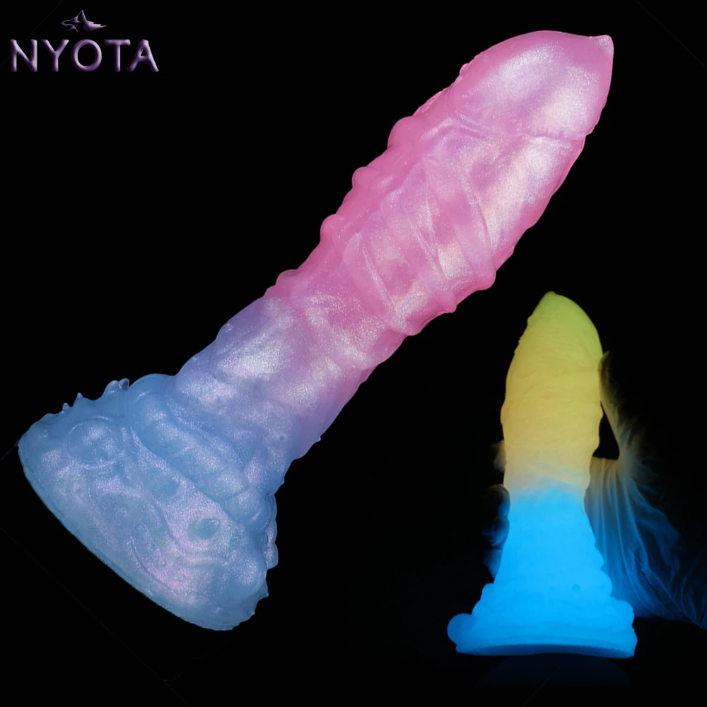 NYOTA Soft Silicone Anal Plug Textured Animal Dildo With Strong Suction Cup Four Size Luminous Penis Dick Masturbation Sex Toys