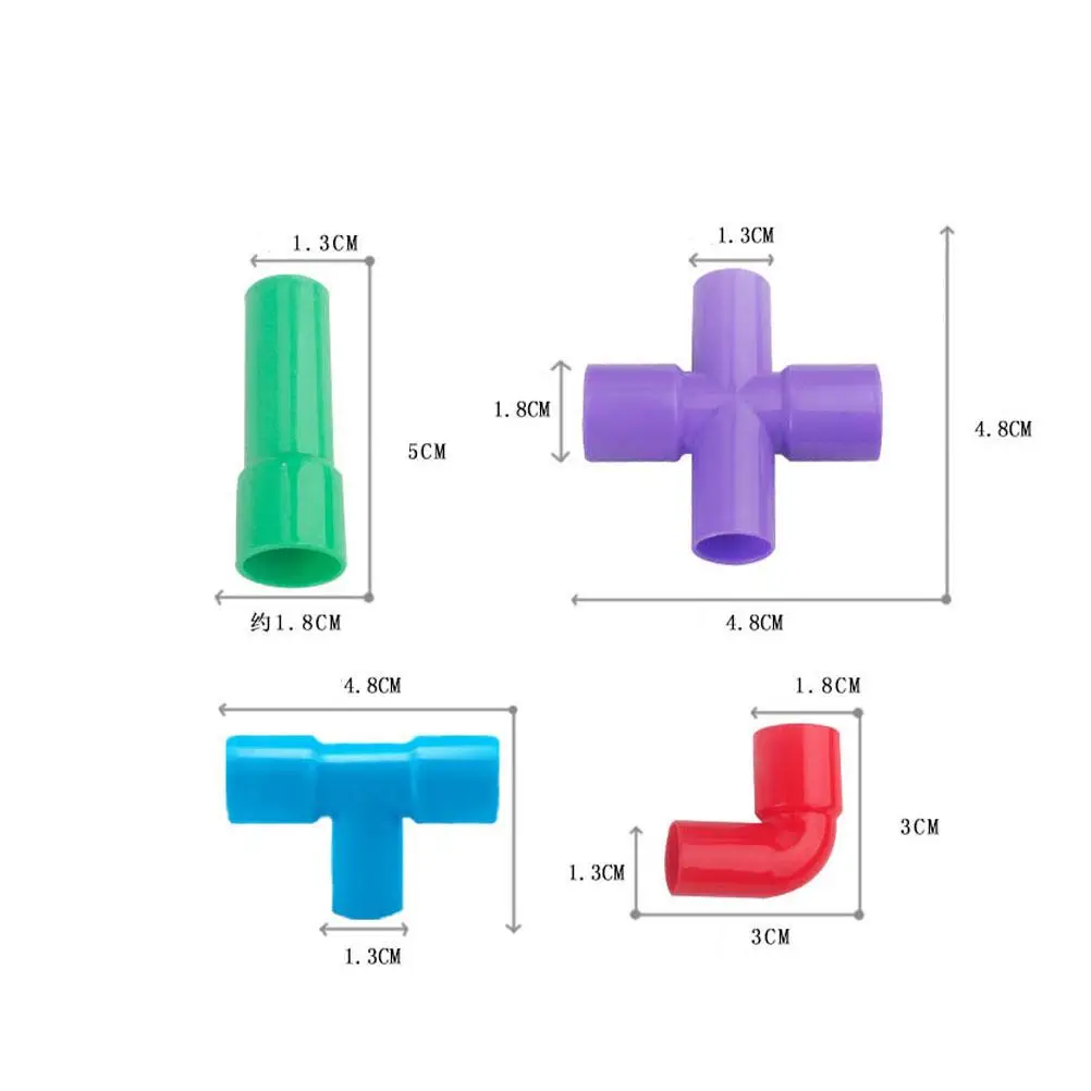플라스틱 수도관 빌딩 블록, 어린이 교육용 장난감 조각 및 삽입 블록, 모듬 색상, 1 세트