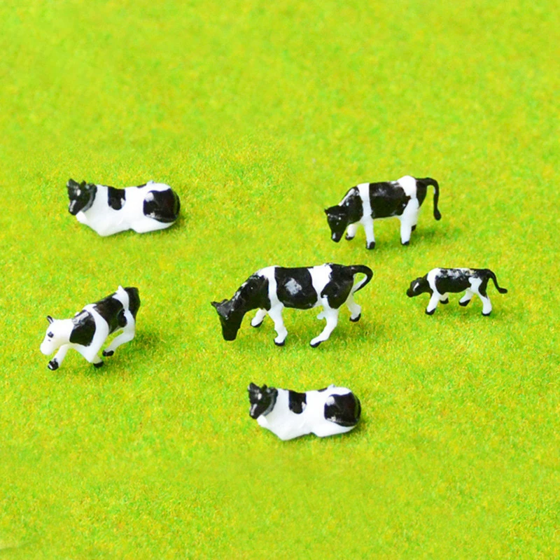1 to 10pcs 1/87 Miniature Cow Ox Bull Cattle Figurines Farm Models Fairy Garden Sandbox Landscape Action Figures Toys Ornaments