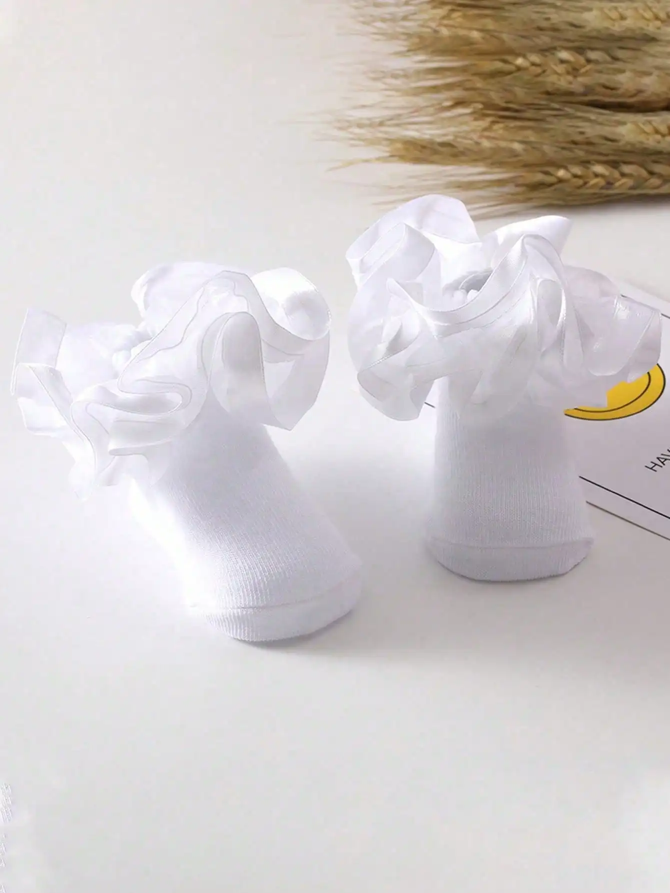 2 pairs of 3D floral ruffled princess style baby girl socks