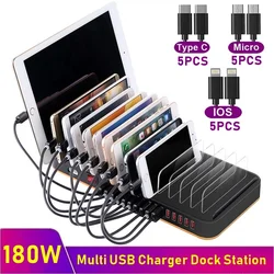 Uniwersalna stacja ładująca 180W Multi USB szybka ładowarka 15 Port Usb szybkie ładowanie stojak na telefon Iphone 13 Samsung Xiaomi Tablet