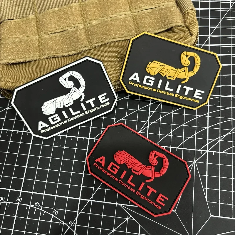 AGILITE Scorpion Logo 3D PVC Tactical Morale Badge Patch Gun Club Luminous Hook & Loop Patches Military Armband Backpack Sticker