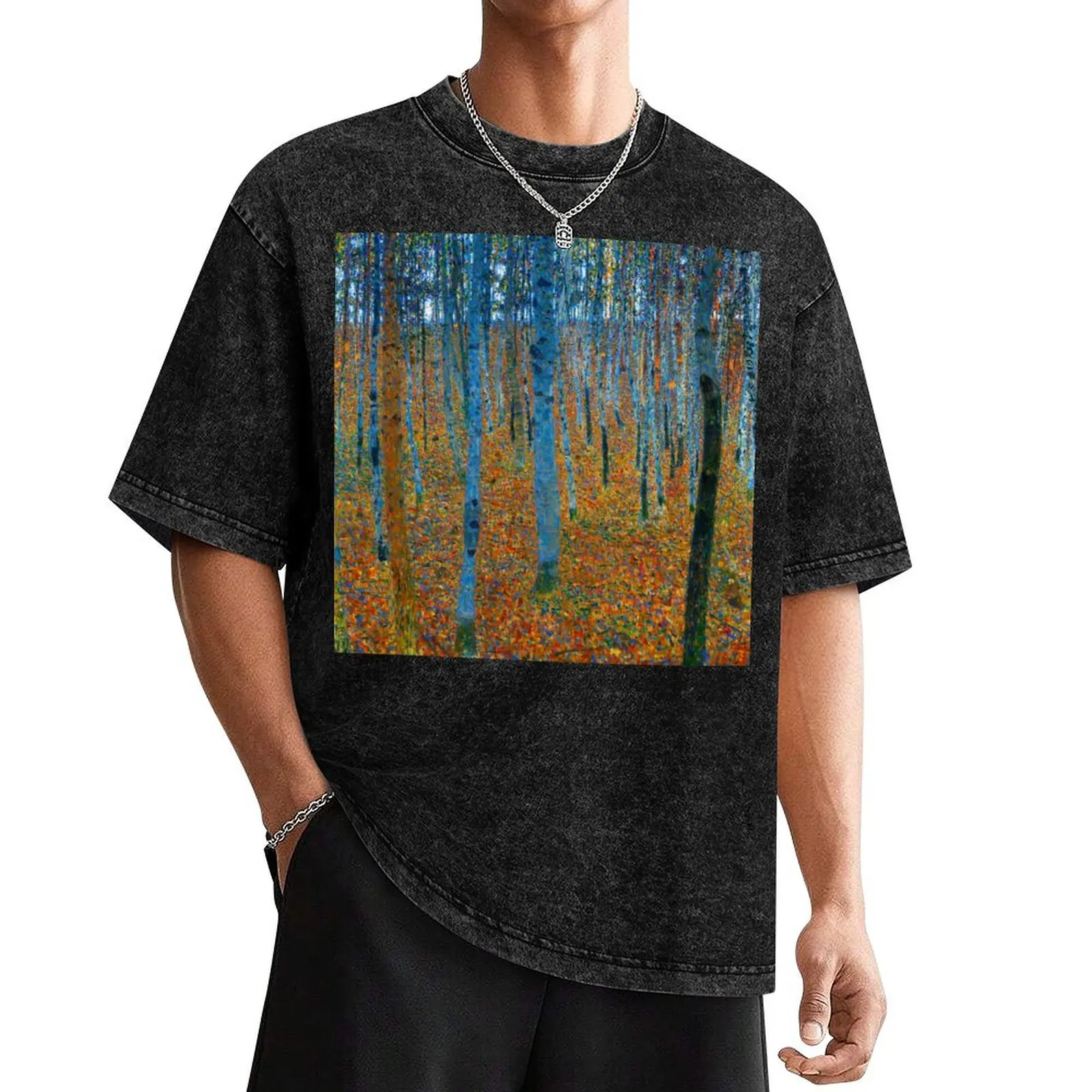 

GUSTAV KLIMT HD - Gustav Klimt's Beech Grove I (1902) famous painting T-Shirt boys whites custom t shirt workout shirts for men