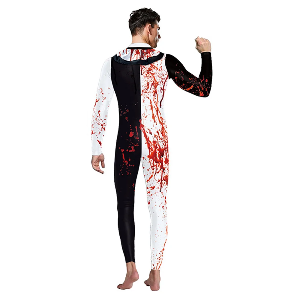 Horror 2024 Movie Terrifiering Art Clown Cosplay Jumpsuit Men Roleplay Bloody Bodysuit Mask Full Set Boys Halloween Party Suit