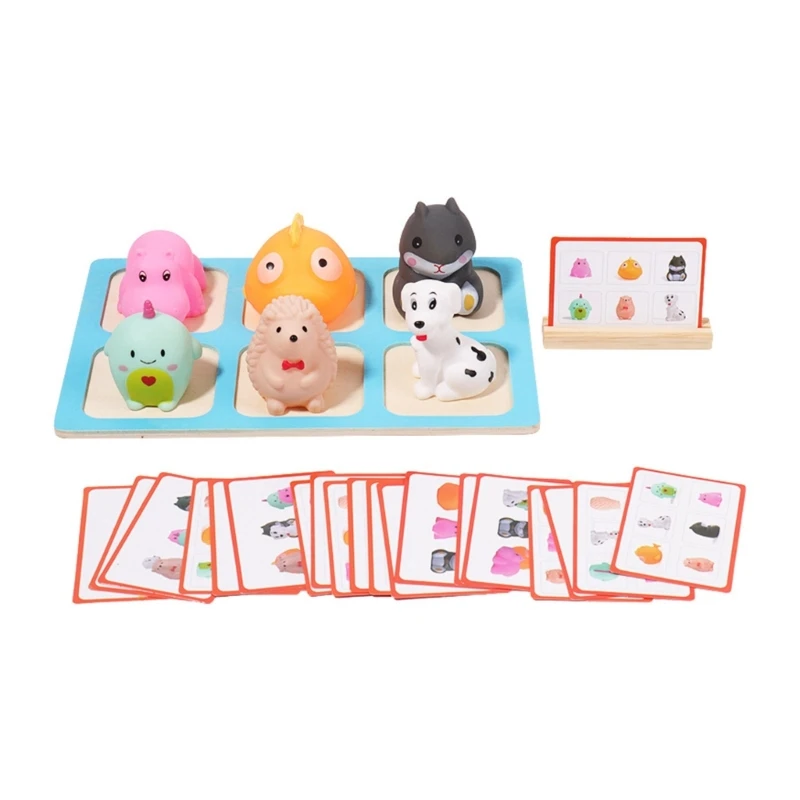 

Matching Puzzle Toy Kids Montessori Toy Wooden Board Game Set Preschooler Kid Fine Motor Skill Animal Sorting Toy D5QF