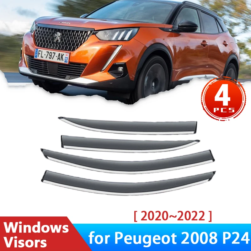 

Deflectors for Peugeot 2008 P24 2022 2021 2020 Accessories Car Side Windows Visors Rain Eyebrow Guards Sun Visor Protector Cover