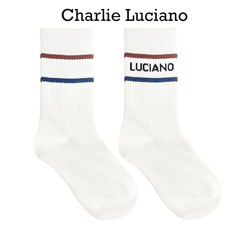 

Charlie Luciano Mid-calf Striped Sos Spring Autumn Casual Sports Men's Sos Long Identifng Letter Stripes Leisurely Sle
