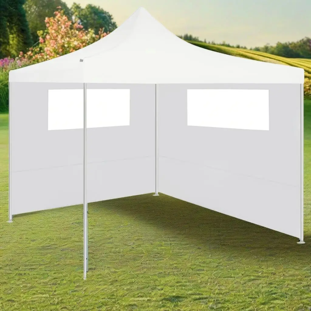 

2 pcs White Gazebo Sidewalls with Windows for Outdoor Canopy Shelter - Weatherproof & Durable