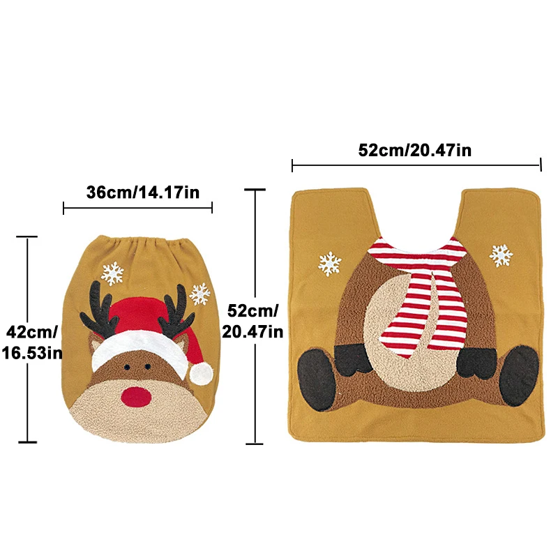 2Pcs/Set Christmas toilet cushion set cartoon snowman Santa Claus bathroom toilet cushion set Christmas decoration