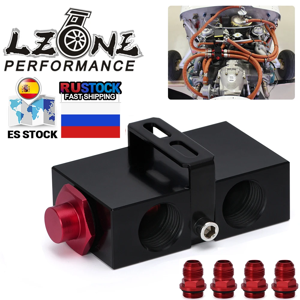 LZONE - Oil Filter Sandwich Adaptor With In-Line Oil Thermostat AN10 fitting Oil Sandwich Adapter JR5672BK