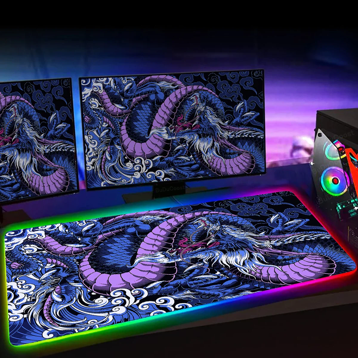 

PC Gamer Laptop Desk Mat RGB Mouse Pad Japan Dragon Gaming Accessories 40x90cm HD Print Computer Keyboard Backlight LED Mousepad