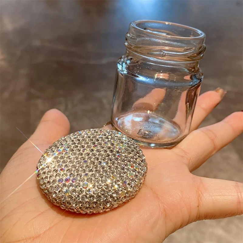 Luxury Sparkling 50ML Cosmetics Jar Empty Glass Jar Storage Bottles Cream Container Bling Diamond Refillable Travel Bottle