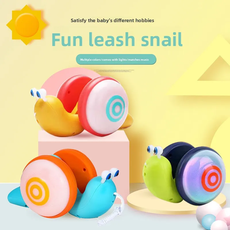 Fun Kid Pull Toy Light Snail Electric Pull Cord Kids Light Sound Traction Rope Walking ABS Plastice Luminous Doll