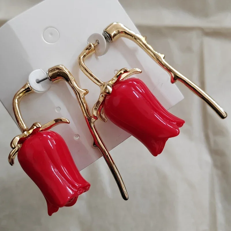 

Trendy Women earrings with tulip Flower Design, Stud Earring party jewelry accessories