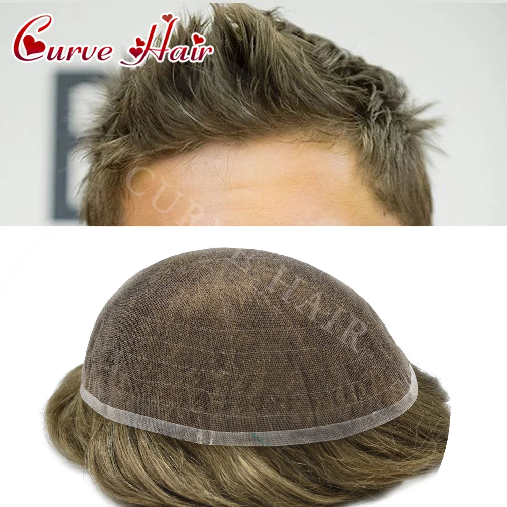 

Full French Lace Mens Toupee Indian Human Hair Replacement System Natural Look Male Hair Prosthesis Mens Hair Units Wig