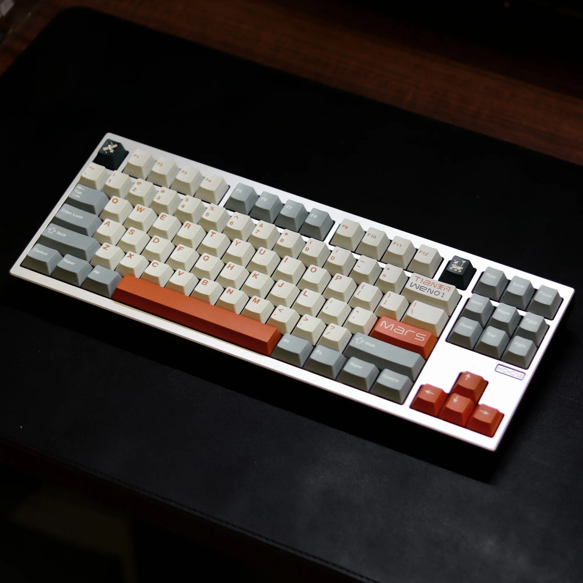 Classic Retro Gray Orange PBT Keycaps Dye-Sublimation Cherry Profile Full Keycap Set for Custom Mechanical Keyboards