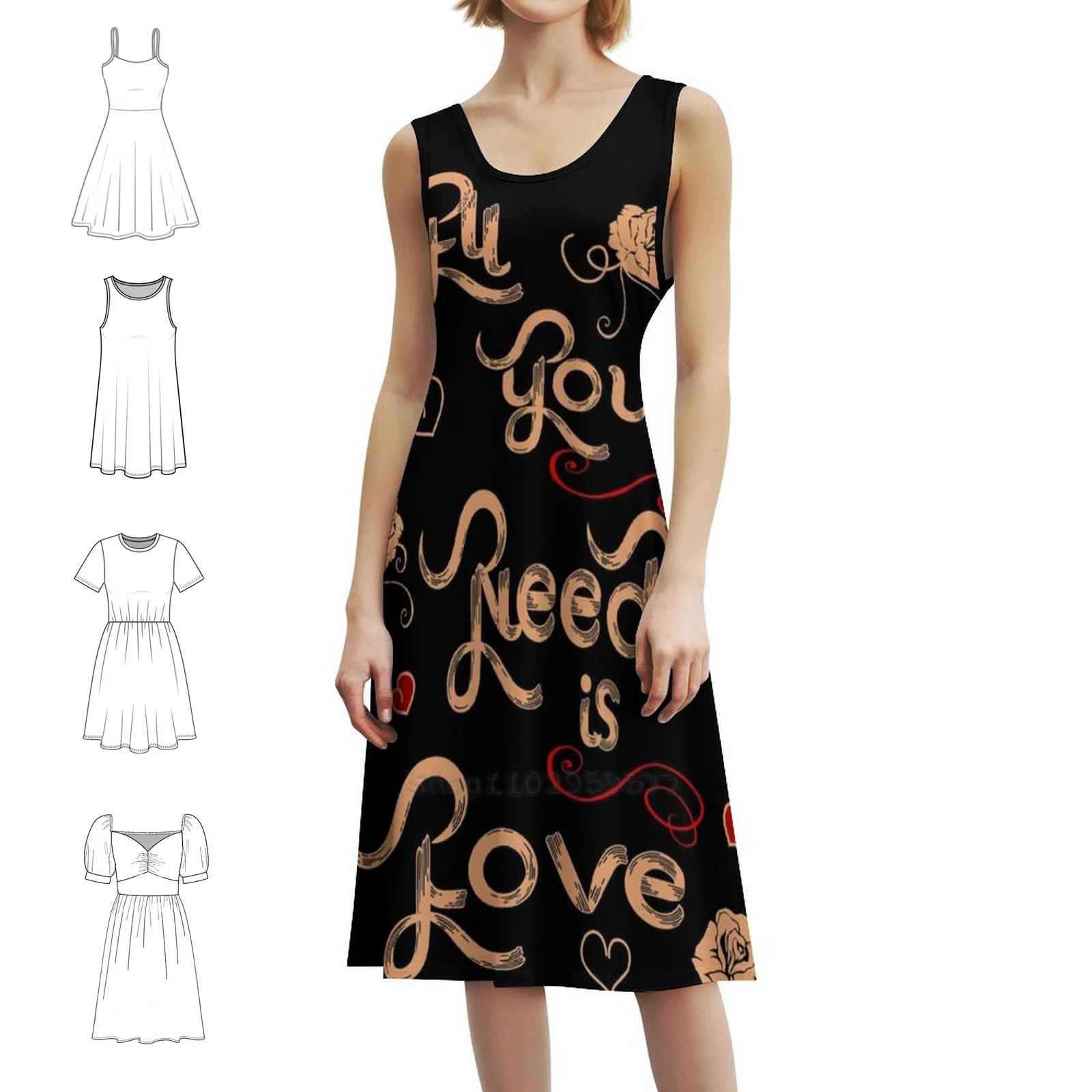 كل ما تحتاجه هو الحب فستان كاجوال على الطراز الكوري للنساء فساتين سيدة المكتب اليومية البسيطة الحب صديق الصداقة الشراكة #1