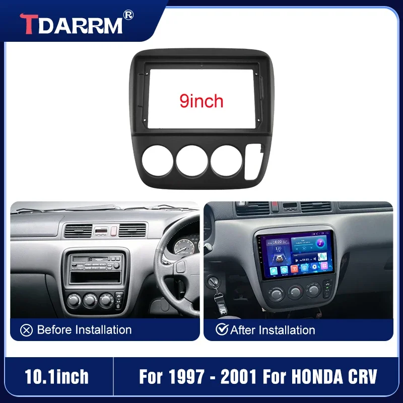 Car Fascia Radio Panel For HONDA CRV 1997 1998 1999 2000 2001 CD DVD Frame (9INCH) Panel Adapter Cover Trim(LHD/RHD)