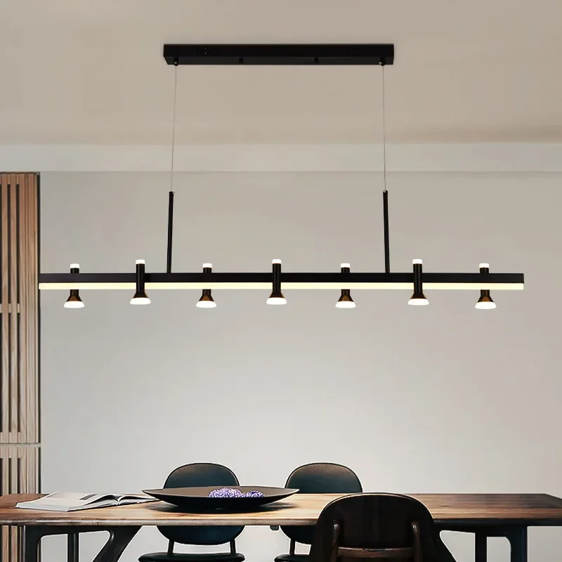 

Modern Simple All-copper Chandelier Restaurant Lamp Nordic Long Strip Ceiling Chandelier Bar Table Spotlight No Main Light Lamp