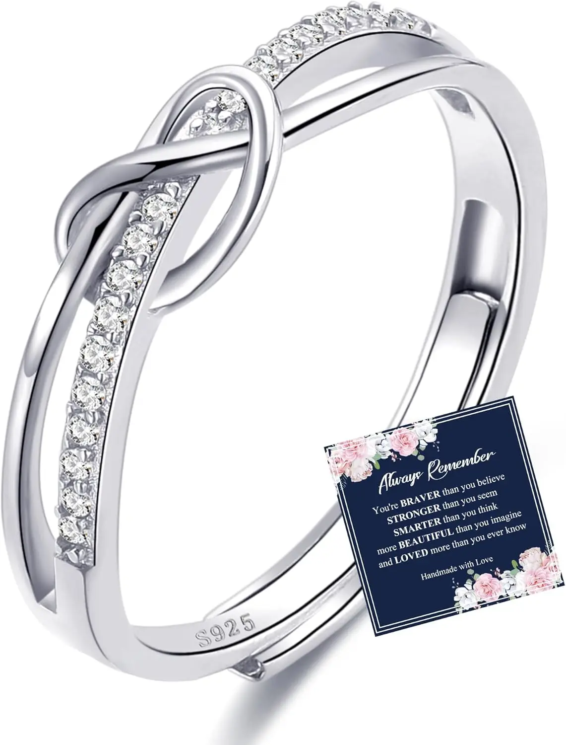 

Серебряное регулируемое кольцо Ooopel из стерлингового серебра S925 для женщин, с кубическим цирконием, в форме узла любви, изящное, минималистичное