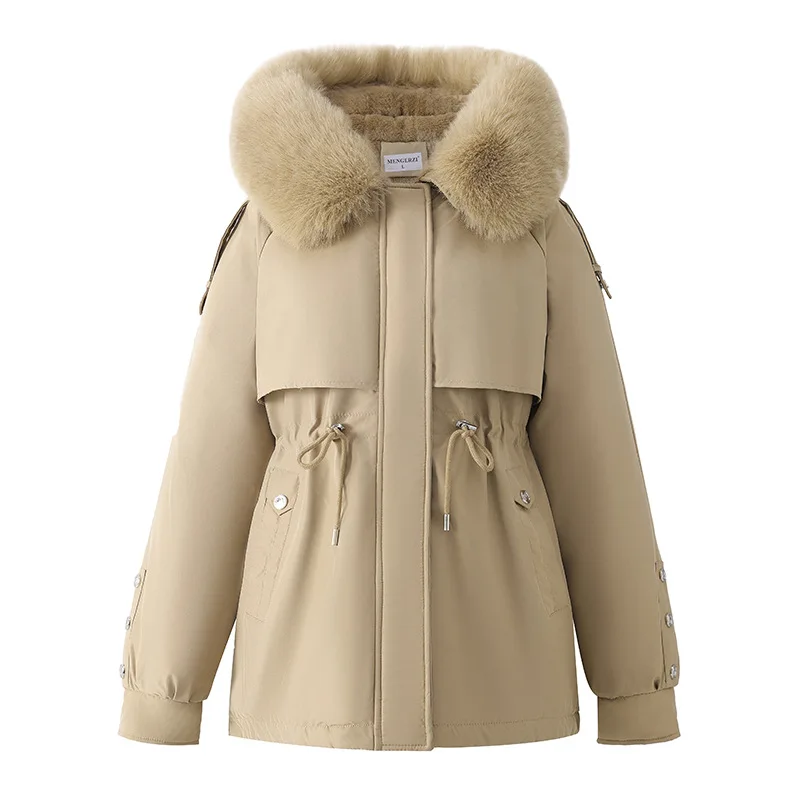 

2025 Thick Plush Hoodie Pie Overcomes Retro Warm Cotton Clothes Sweet Wind Waist Fashionable Simple Coat