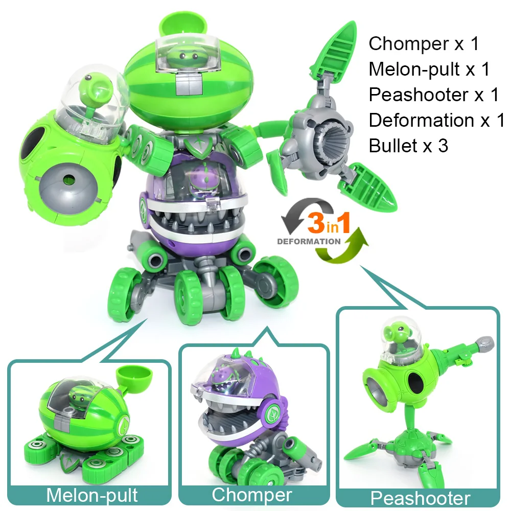 3 in 1 組み立て変形おもちゃ男の子用ロボット人形 PVZ プラント vs
