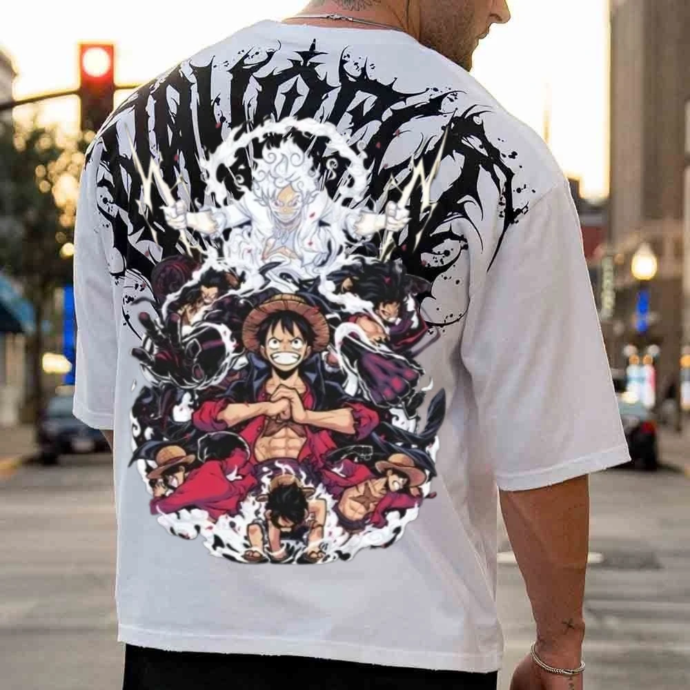 

One Piece Collaboration YOUNGLA Американская мужская уличная одежда с короткими рукавами в стиле Харадзюку из хлопка премиум-класса с принтом