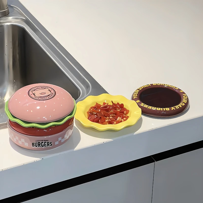 

Hamburger Tableware Set Household Cute Stacking Music High-value Small Plate
