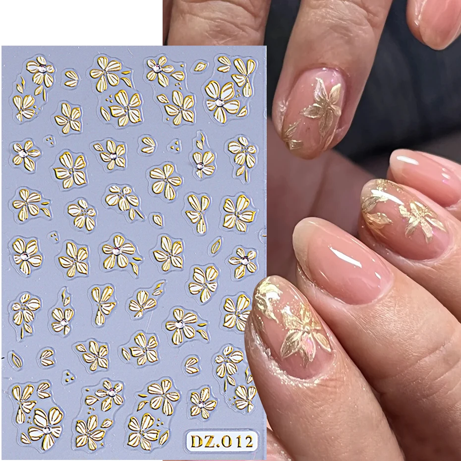 3D Gold Blumen Nagel Aufkleber Einfache Nette Gänseblümchen Blumen Blütenblatt Aufkleber Sliders DIY Maniküre Selbstklebende Maniküre Dekoration Tipps