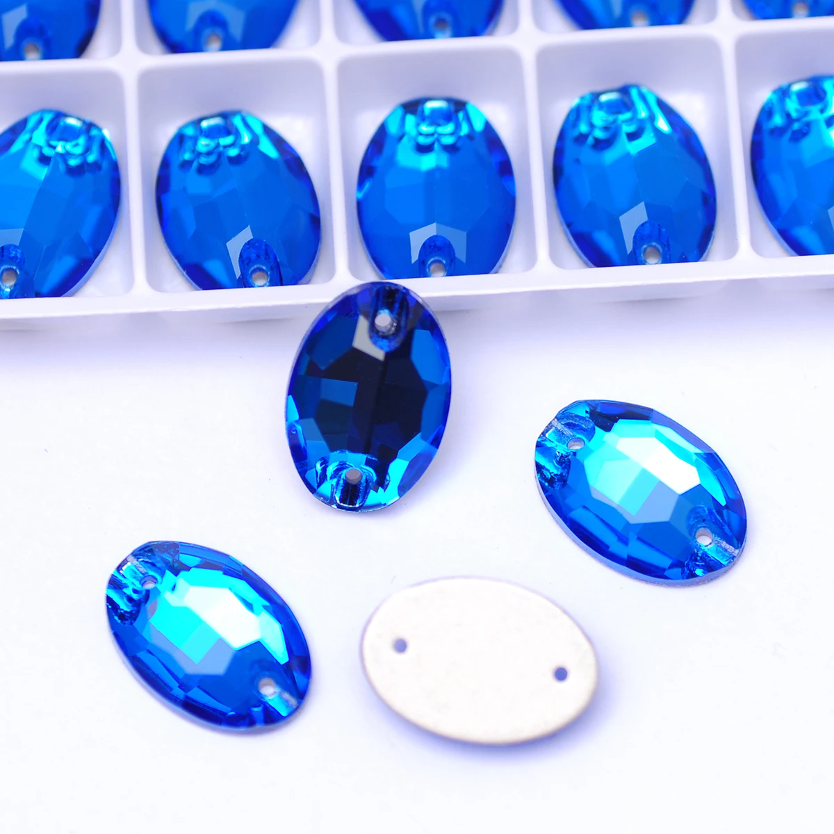 

K9 Oval Glass Sew On Rhinestones Crystal Capri Blue Flatback Glass Stone стразы Sewing Rhinestones Wedding Dress Diy decoration