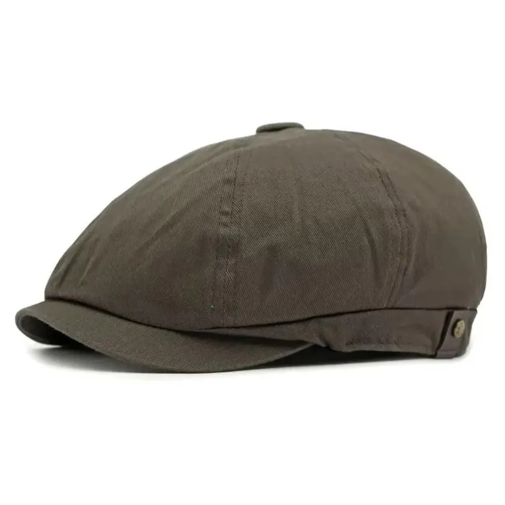Street Style Vintage Beret Hat Solid Color Adjustable Octagonal Hat Cotton Breathable Golf Scally Hat Four Seasons