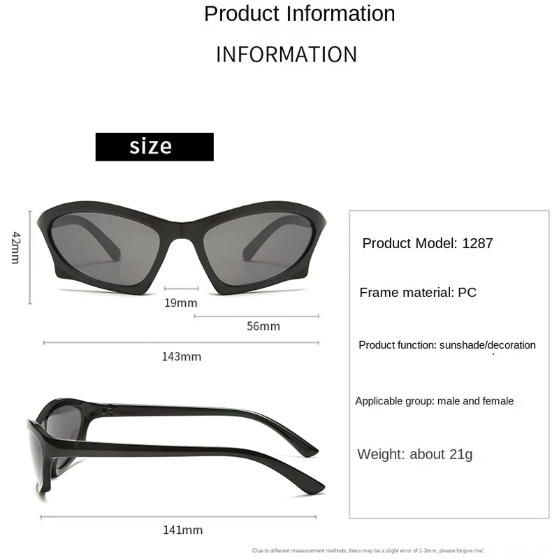 Cycling Fashion Punk Sunglasses Women New 2000\'S Y2K Sports Sun Glasses Goggle Men Trends Polygon Eyeglasses Wrap Around Shades