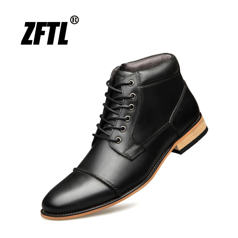 ZFTL New Men Ankle boots Handmade men Chelsea Genuine Leather Men boots Lace-up male Casual high-top boots big size 2023